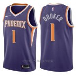 Camiseta Phoenix Suns Devin Booker NO 1 2017-18 Violeta