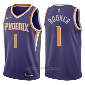 Camiseta Phoenix Suns Devin Booker NO 1 2017-18 Violeta