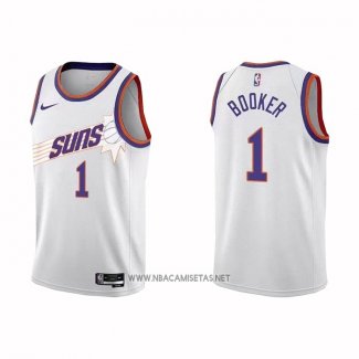 Camiseta Phoenix Suns Devin Booker NO 1 Association 2022-23 Blanco