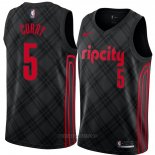 Camiseta Portland Trail Blazers Seth Curry NO 5 Ciudad 2018 Negro3