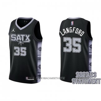 Camiseta San Antonio Spurs Romeo Langford NO 35 Statement 2022-23 Negro