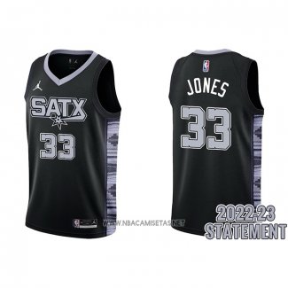 Camiseta San Antonio Spurs Tre Jones NO 33 Statement 2022-23 Negro