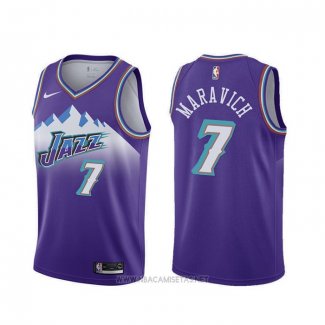 Camiseta Utah Jazz Pete Maravich NO 7 Classic Edition 2019-20 Violeta