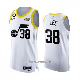 Camiseta Utah Jazz Saben Lee NO 38 Association Autentico 2022-23 Blanco