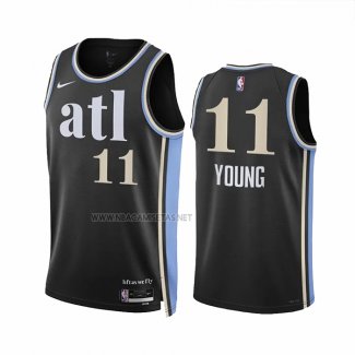 Camiseta Atlanta Hawks Trae Young NO 11 Ciudad 2023-24 Negro