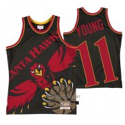 Camiseta Atlanta Hawks Trae Young NO 11 Mitchell & Ness Big Face Negro