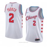 Camiseta Chicago Bulls Jabari Parker NO 2 Ciudad 2018 Blanco