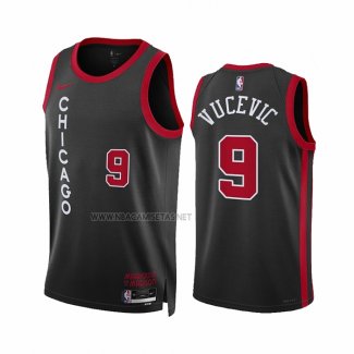 Camiseta Chicago Bulls Nikola Vucevic NO 9 Ciudad 2023-24 Negro