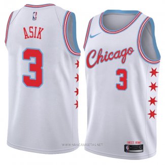 Camiseta Chicago Bulls Omer Asik NO 3 Ciudad 2018 Blanco