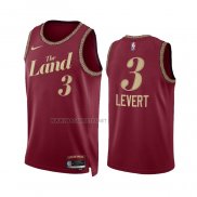 Camiseta Cleveland Cavaliers Caris Levert NO 3 Ciudad 2023-24 Rojo