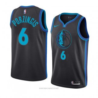 Camiseta Dallas Mavericks Kristaps Porzingis NO 6 Ciudad 2018-19 Azul