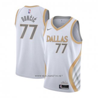 Camiseta Dallas Mavericks Luka Doncic NO 77 Ciudad 2020-21 Blanco