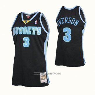 Camiseta Denver Nuggets Allen Iverson NO 3 Mitchell & Ness 2006-07 Negro