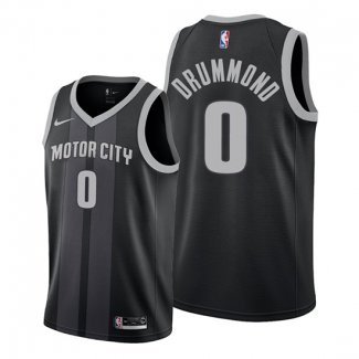 Camiseta Detroit Pistons Andre Drummond NO 0 Ciudad Edition Negro
