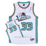 Camiseta Detroit Pistons Grant Hill NO 33 Retro Blanco2