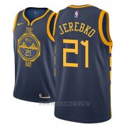 Camiseta Golden State Warriors Jonas Jerebko NO 21 Ciudad 2018-19 Azul