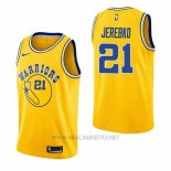 Camiseta Golden State Warriors Jonas Jerebko NO 21 Hardwood Classic 2018-19 Amarillo