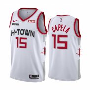 Camiseta Houston Rockets Clint Capela NO 15 Ciudad Edition Blanco