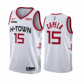 Camiseta Houston Rockets Clint Capela NO 15 Ciudad Edition Blanco