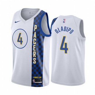 Camiseta Indiana Pacers Victor Oladipo NO 4 Ciudad Blanco