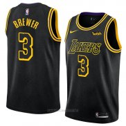 Camiseta Los Angeles Lakers Corey Brewer NO 3 Ciudad 2018 Negro