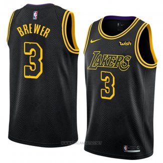 Camiseta Los Angeles Lakers Corey Brewer NO 3 Ciudad 2018 Negro