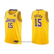 Camiseta Los Angeles Lakers Jabari Brown NO 15 75th Anniversary 2021-22 Amarillo