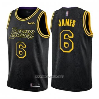 Camiseta Los Angeles Lakers LeBron James NO 6 Ciudad 2021-22 Negro