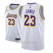 Camiseta Los Angeles Lakers Lebron James NO 23 Association 2018-19 Blanco