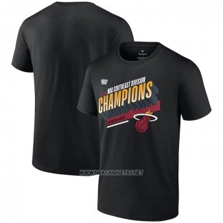 Camiseta Manga Corta Miami Heat 2023 Southwest Division Champions Locker Room Negro