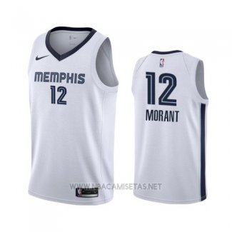 Camiseta Memphis Grizzlies Ja Morant NO 12 Association 2019-20 Blanco