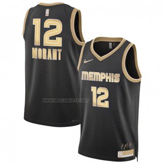 Camiseta Memphis Grizzlies Ja Morant NO 12 Select Series Oro Negro