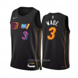Camiseta Miami Heat Dwyane Wade NO 3 Ciudad 2021-22 Negro