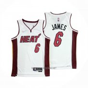 Camiseta Miami Heat LeBron James NO 6 Association 2021-22 Blanco