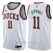 Camiseta Milwaukee Bucks Brandon Jennings NO 11 Classic 2017-18 Blanco