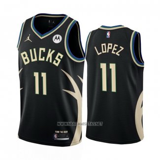 Camiseta Milwaukee Bucks Brook Lopez NO 11 Statement 2022-23 Negro