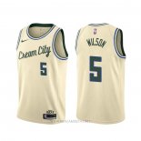 Camiseta Milwaukee Bucks D.j. Wilson NO 5 Ciudad 2019-20 Crema