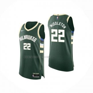 Camiseta Milwaukee Bucks Khris Middleton NO 22 Icon 2025-26 Verde