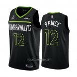 Camiseta Minnesota Timberwolves Taurean Prince NO 12 Statement 2022-23 Negro