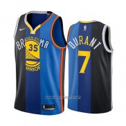 Camiseta Nets Warriors Thunder Kevin Durant NO 30 7 Split Azul Negro