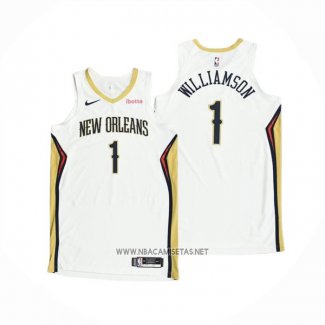 Camiseta New Orleans Pelicans Zion Williamson NO 1 Association Autentico 2020-21 Blanco