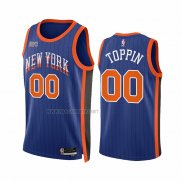 Camiseta New York Knicks Jacob Toppin NO 00 Ciudad 2023-24 Azul