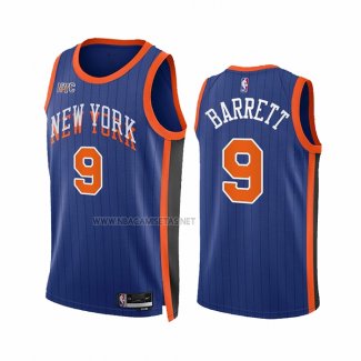 Camiseta New York Knicks RJ Barrett NO 9 Ciudad 2023-24 Azul