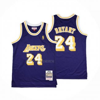 Camiseta Nino Los Angeles Lakers Kobe Bryant NO 24 Mitchell & Ness 2007-08 Violeta