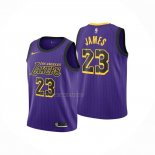 Camiseta Nino Los Angeles Lakers LeBron James NO 23 Ciudad 2019-20 Violeta