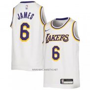 Camiseta Nino Los Angeles Lakers LeBron James NO 6 Association 2022-23 Blanco
