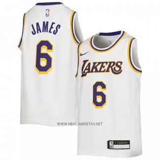 Camiseta Nino Los Angeles Lakers LeBron James NO 6 Association 2022-23 Blanco
