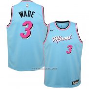 Camiseta Nino Miami Heat Dwyane Wade NO 3 Ciudad Azul