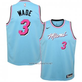 Camiseta Nino Miami Heat Dwyane Wade NO 3 Ciudad Azul