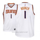 Camiseta Nino Phoenix Suns Devin Booker NO 1 2017-18 Blanco